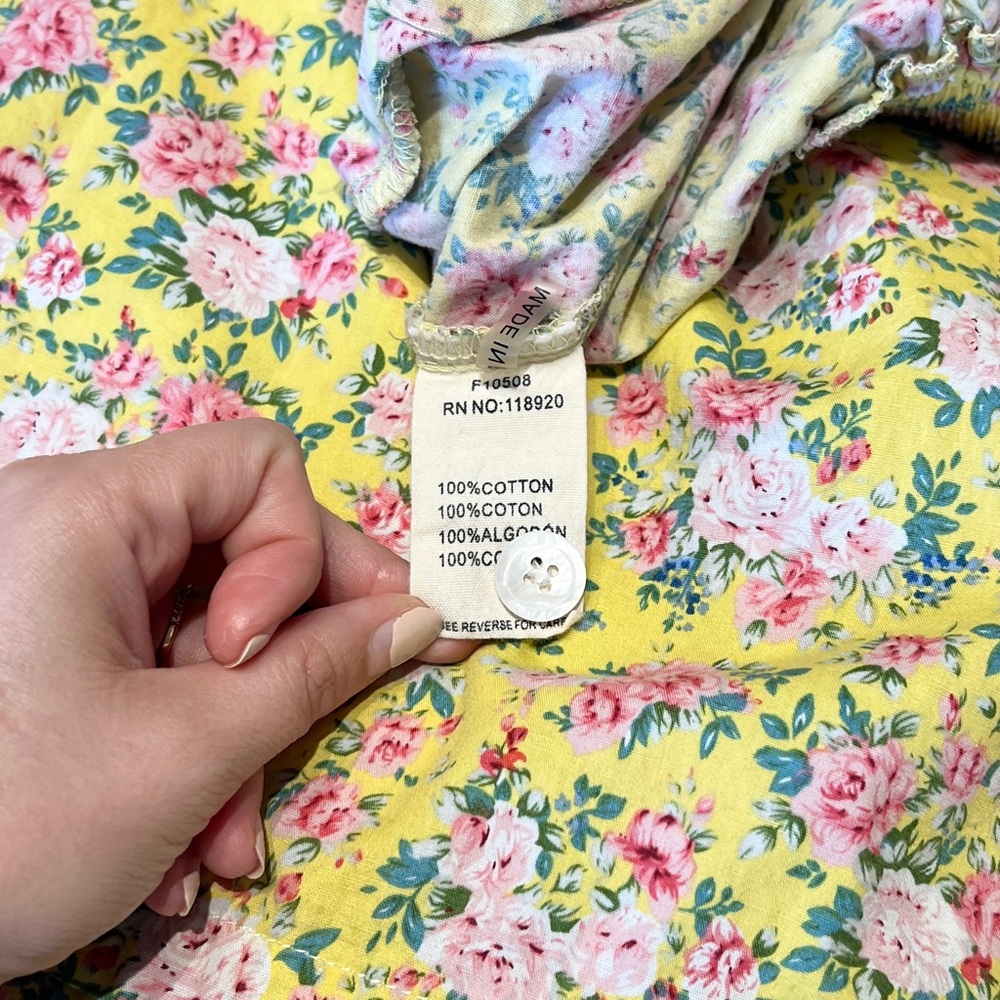 FRNCH Floral Skirt Women’s XS Yellow Button Front Pockets Cotton Cottagecore - Picture 9 of 11